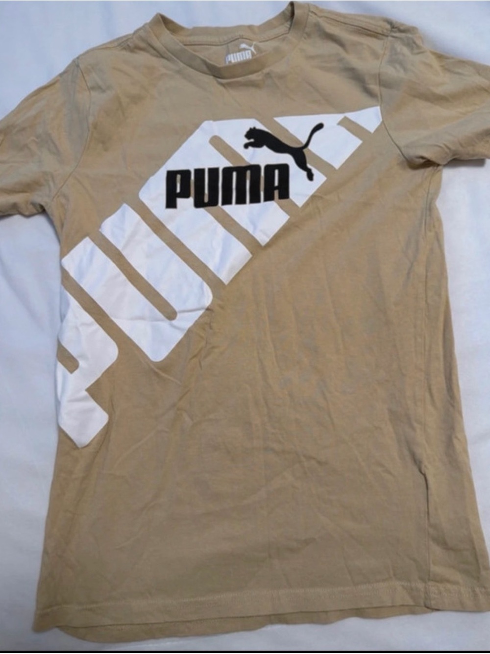 Puma  Beige Logo Graphic T-Shirt  youth 12/14- M